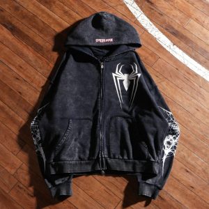 Web Sling Civil Zip Up Hoodie in Vintage Black  TALLA M