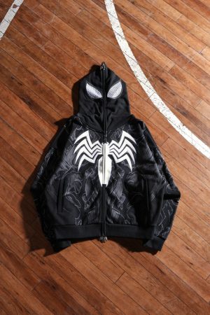 Symbiote Surge Full Zip Up Hoodie in Black