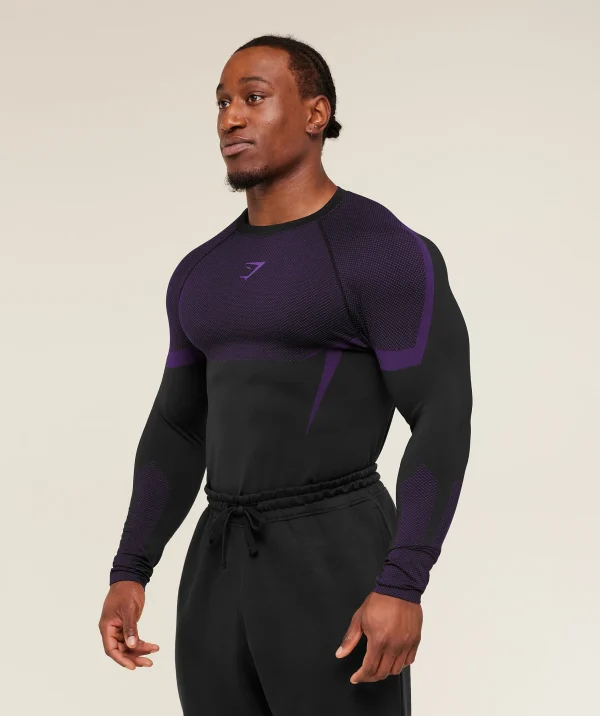 Onyx 5.0 Seamless Long Sleeve T-Shirt-Black/Athletic Purple