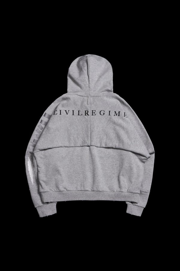 Zilla Fineline Destroy Hoodie in Charcoal Heather