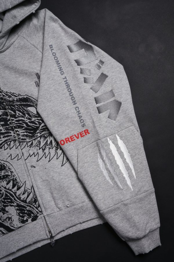 Zilla Fineline Destroy Hoodie in Charcoal Heather