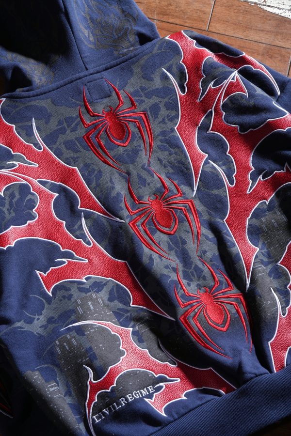 Miles Morales Full Zip Up Hoodie in Slate Blue