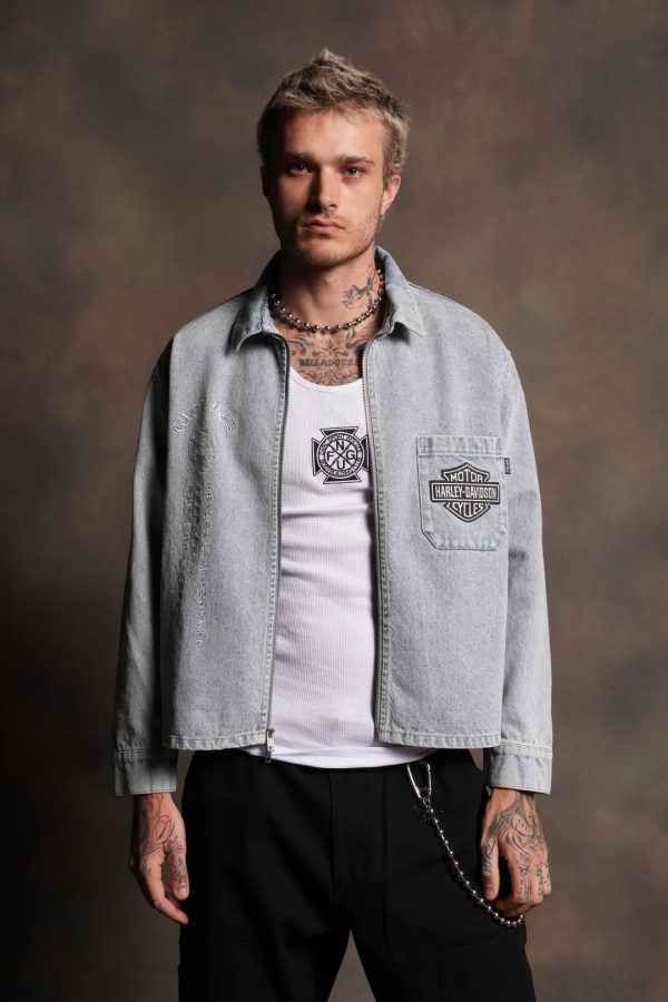 H-D Wolves Inferno Ls Denim Vince Shirt in Light Wash