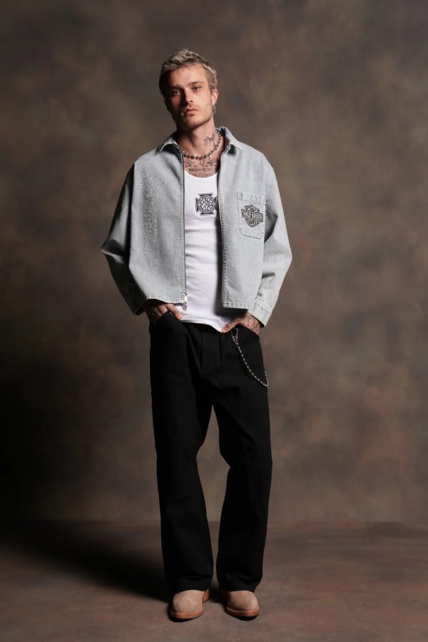 H-D Wolves Inferno Ls Denim Vince Shirt in Light Wash