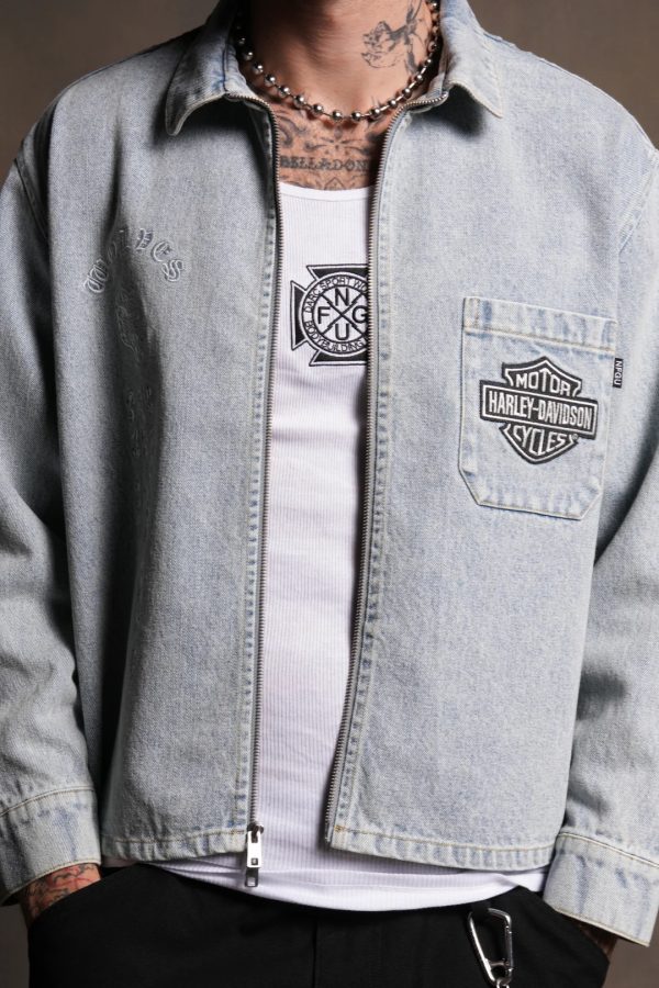 H-D Wolves Inferno Ls Denim Vince Shirt in Light Wash